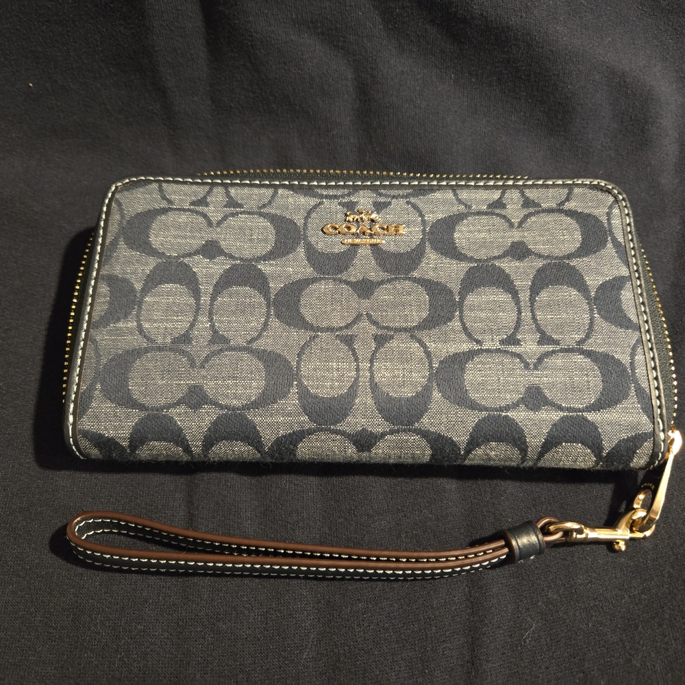 Coach Navy (Denim) Signature Wristlet Wallet